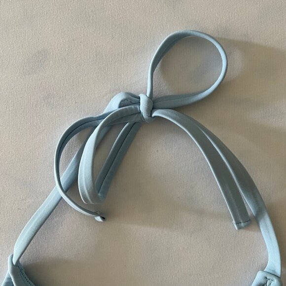 Baby Blue Halter Tie Bikini Swimsuit Top XL - Picture 3 of 6